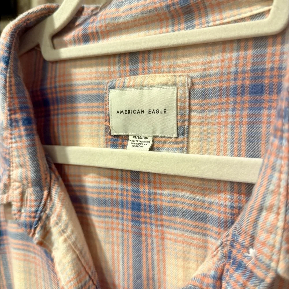 American Eagle Outfitters Women’s Casual Plaid Shirt - Pink and Blue XL - Picture 3 of 4